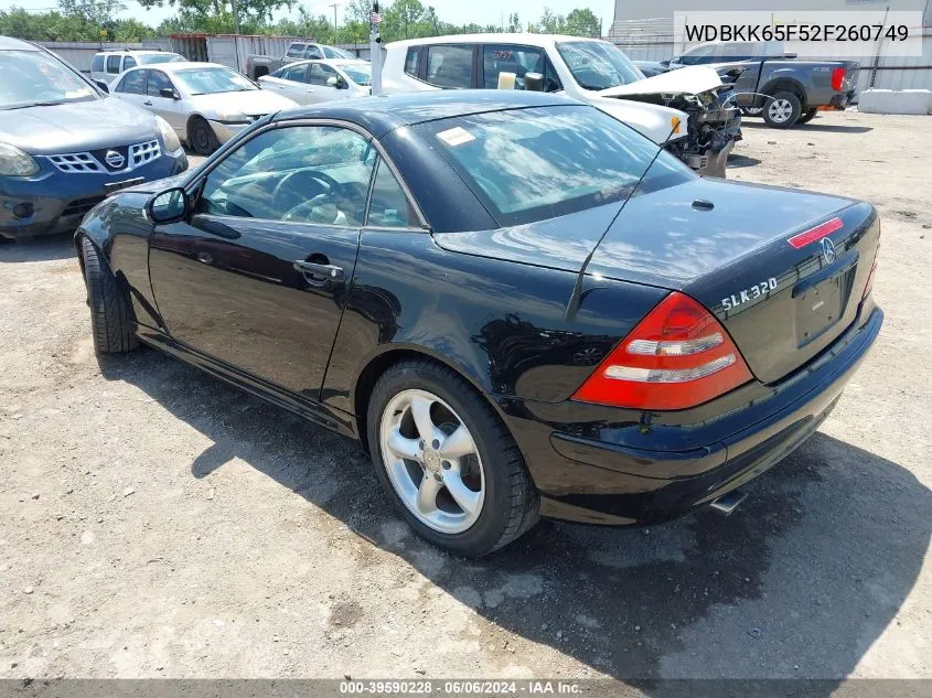 2002 Mercedes-Benz Slk 320 VIN: WDBKK65F52F260749 Lot: 39590228