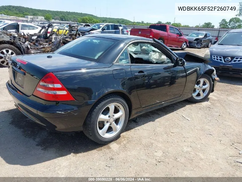 2002 Mercedes-Benz Slk 320 VIN: WDBKK65F52F260749 Lot: 39590228