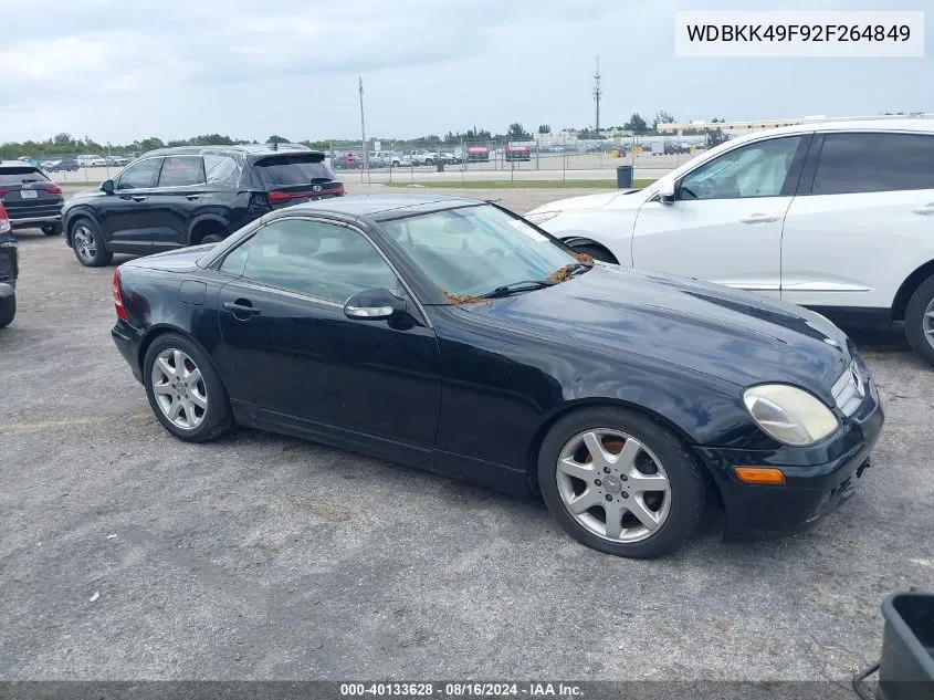 2002 Mercedes-Benz Slk 230 Kompressor VIN: WDBKK49F92F264849 Lot: 40133628