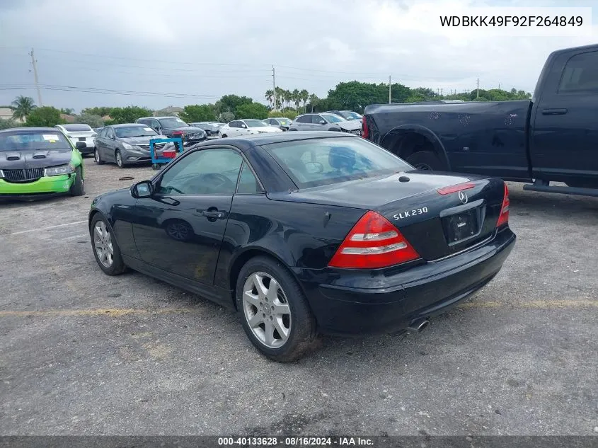 2002 Mercedes-Benz Slk 230 Kompressor VIN: WDBKK49F92F264849 Lot: 40133628