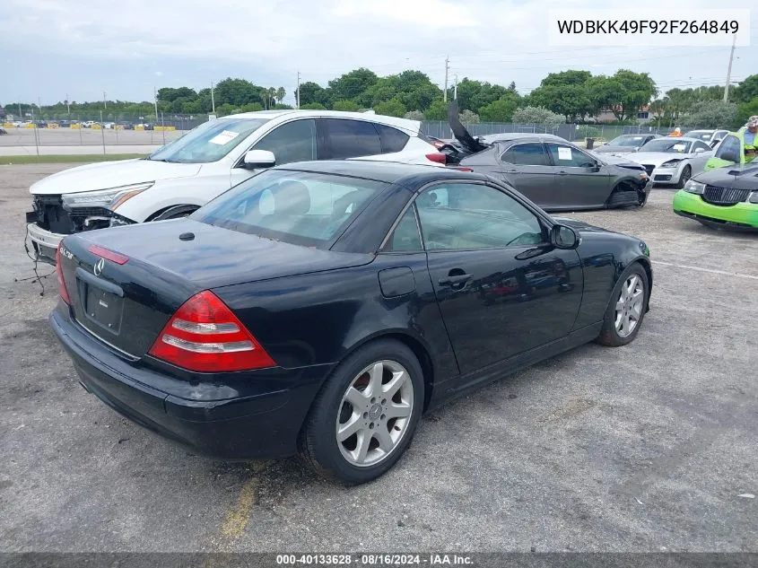 2002 Mercedes-Benz Slk 230 Kompressor VIN: WDBKK49F92F264849 Lot: 40133628