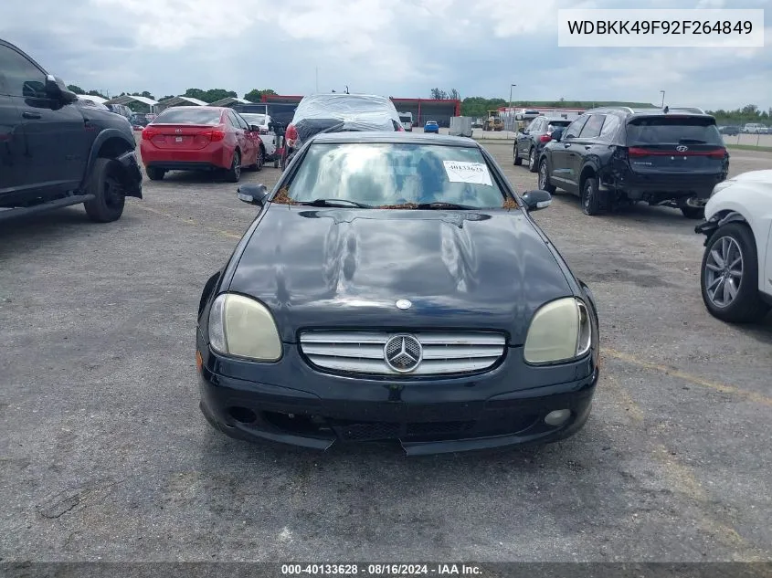 2002 Mercedes-Benz Slk 230 Kompressor VIN: WDBKK49F92F264849 Lot: 40133628