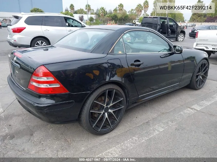 2002 Mercedes-Benz Slk 320 VIN: WDBKK65F42F239214 Lot: 40371967