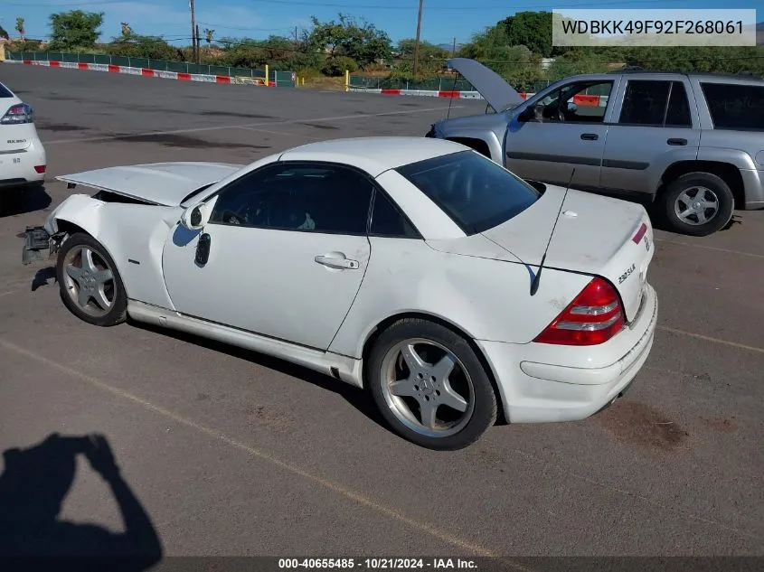 2002 Mercedes-Benz Slk 230 Kompressor VIN: WDBKK49F92F268061 Lot: 40655485