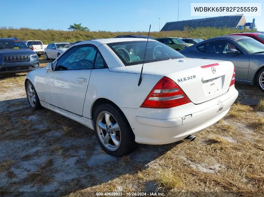 2002 Mercedes-Benz Slk 320 VIN: WDBKK65F82F255559 Lot: 40659933