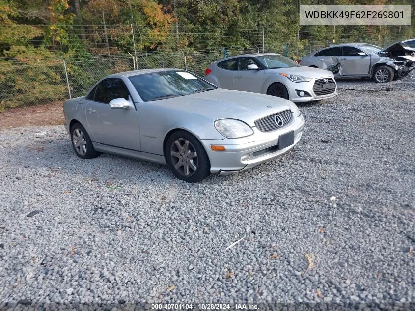 2002 Mercedes-Benz Slk 230 Kompressor VIN: WDBKK49F62F269801 Lot: 40701104