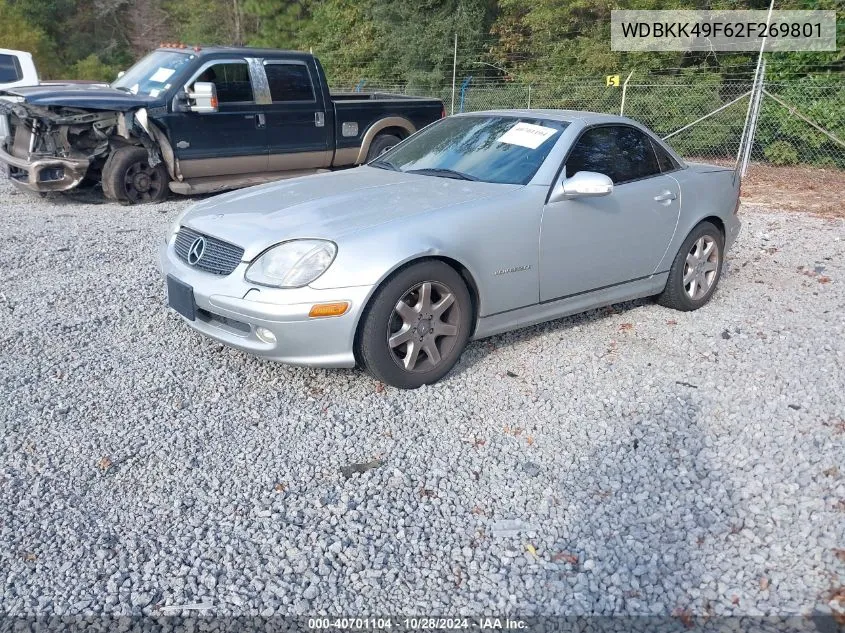 2002 Mercedes-Benz Slk 230 Kompressor VIN: WDBKK49F62F269801 Lot: 40701104