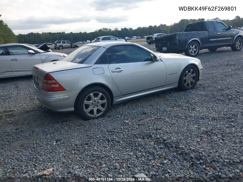 2002 Mercedes-Benz Slk 230 Kompressor VIN: WDBKK49F62F269801 Lot: 40701104