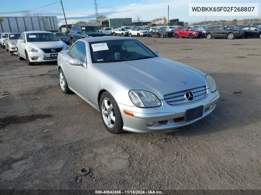 2002 Mercedes-Benz Slk 320 VIN: WDBKK65F02F268807 Lot: 40842406