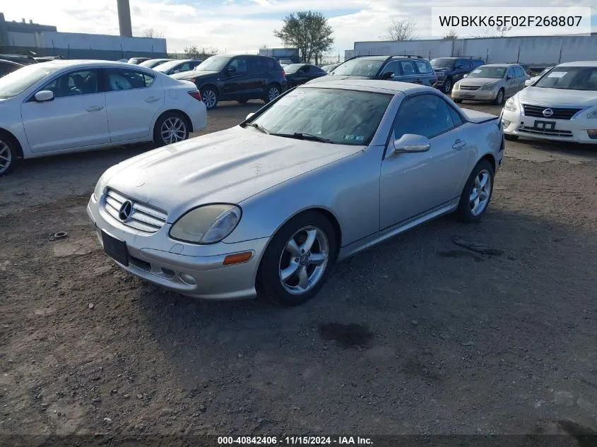 2002 Mercedes-Benz Slk 320 VIN: WDBKK65F02F268807 Lot: 40842406