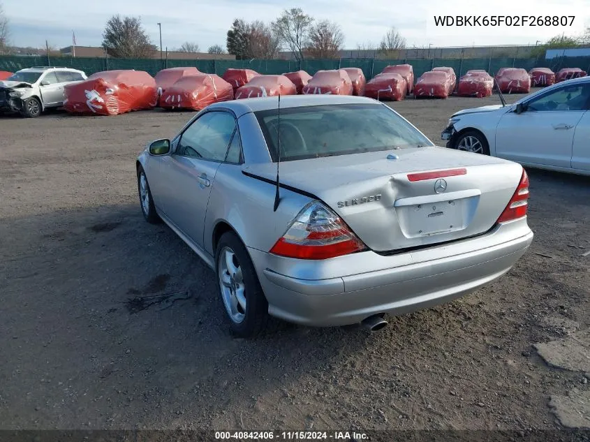 2002 Mercedes-Benz Slk 320 VIN: WDBKK65F02F268807 Lot: 40842406