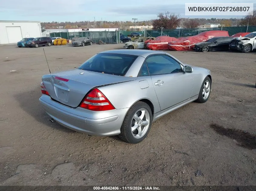 2002 Mercedes-Benz Slk 320 VIN: WDBKK65F02F268807 Lot: 40842406