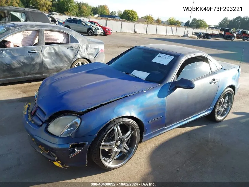 2003 Mercedes-Benz Slk 230 Kompressor VIN: WDBKK49F73F293221 Lot: 40490092