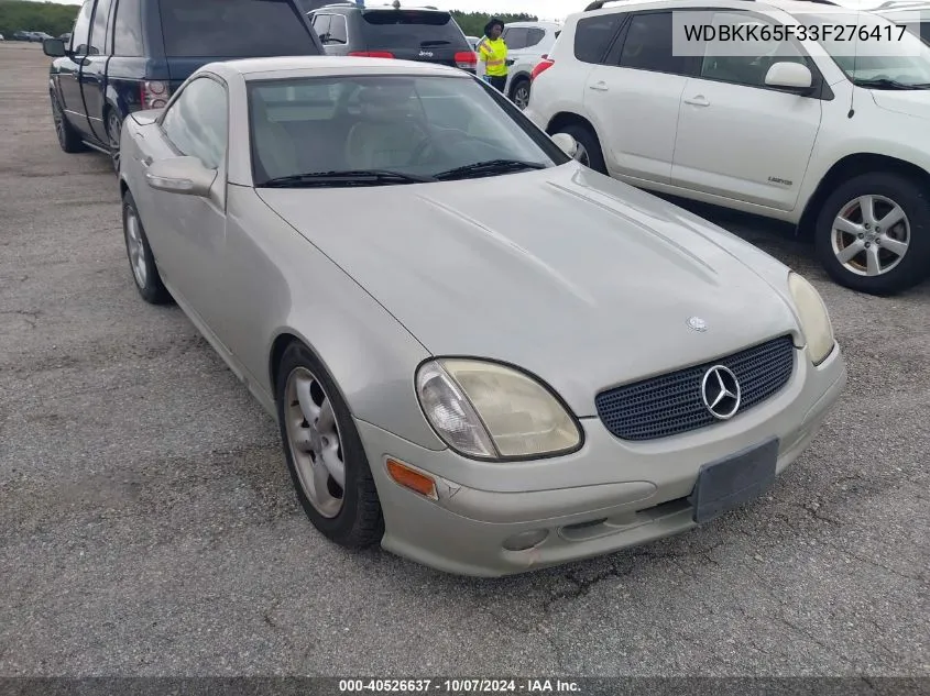 2003 Mercedes-Benz Slk 320 VIN: WDBKK65F33F276417 Lot: 40526637