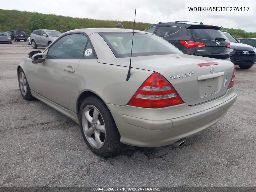 2003 Mercedes-Benz Slk 320 VIN: WDBKK65F33F276417 Lot: 40526637