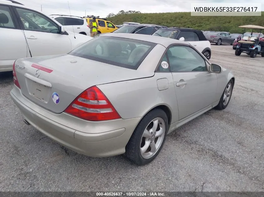 2003 Mercedes-Benz Slk 320 VIN: WDBKK65F33F276417 Lot: 40526637