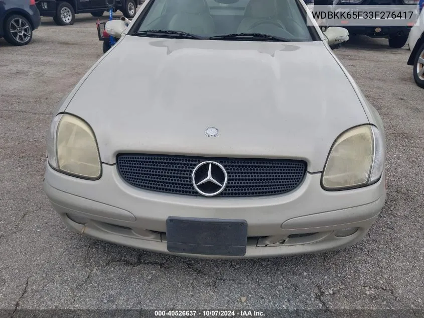 2003 Mercedes-Benz Slk 320 VIN: WDBKK65F33F276417 Lot: 40526637