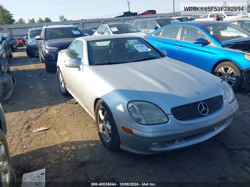 2003 Mercedes-Benz Slk 320 VIN: WDBKK65F53F282994 Lot: 40536844