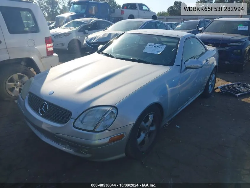 2003 Mercedes-Benz Slk 320 VIN: WDBKK65F53F282994 Lot: 40536844