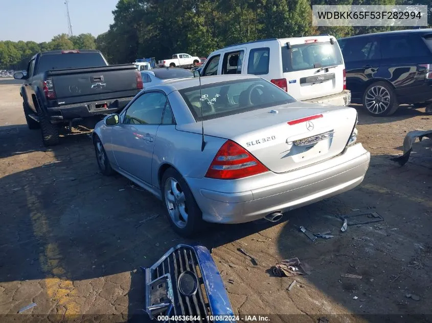 2003 Mercedes-Benz Slk 320 VIN: WDBKK65F53F282994 Lot: 40536844