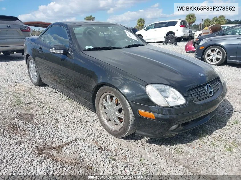 2003 Mercedes-Benz Slk 320 VIN: WDBKK65F83F278552 Lot: 40848407