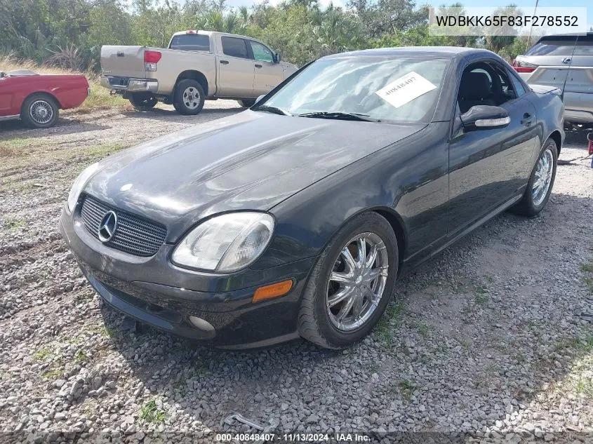 2003 Mercedes-Benz Slk 320 VIN: WDBKK65F83F278552 Lot: 40848407