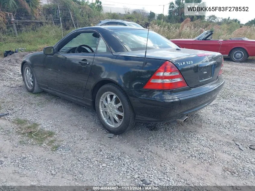 2003 Mercedes-Benz Slk 320 VIN: WDBKK65F83F278552 Lot: 40848407