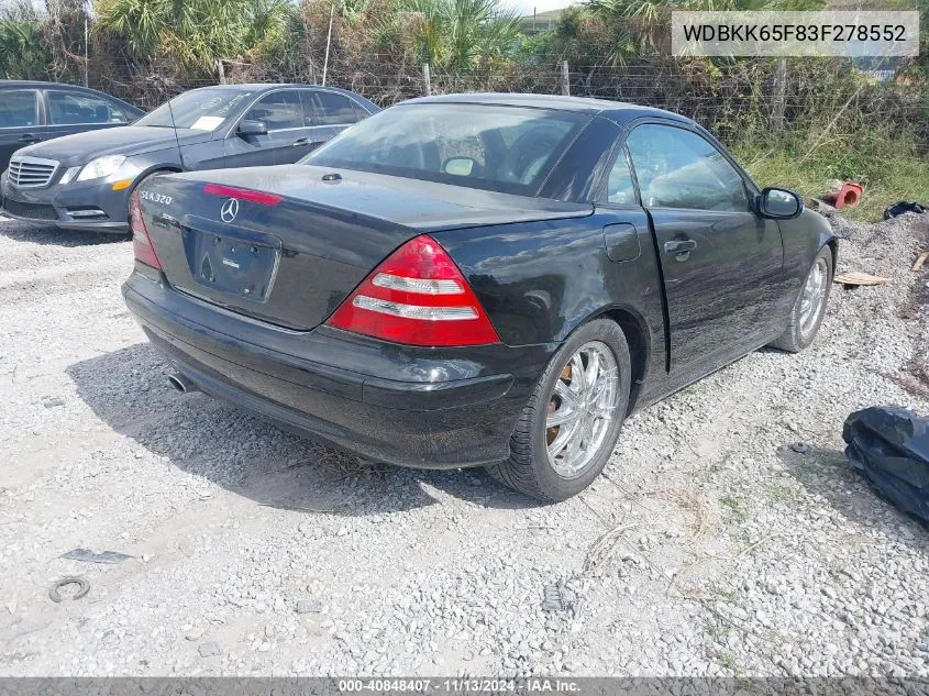 2003 Mercedes-Benz Slk 320 VIN: WDBKK65F83F278552 Lot: 40848407