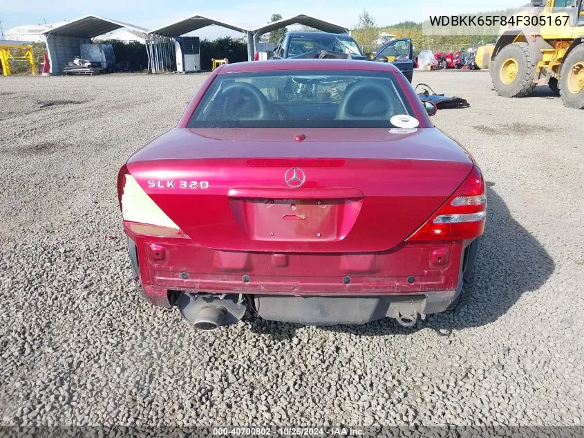 2004 Mercedes-Benz Slk 320 VIN: WDBKK65F84F305167 Lot: 40700802