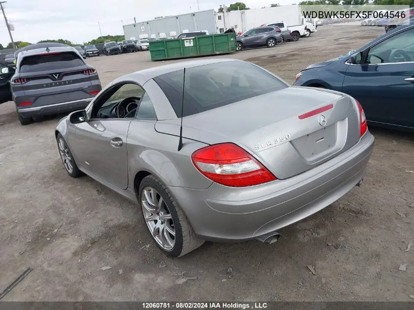 2005 Mercedes-Benz Slk-Class VIN: WDBWK56FX5F064546 Lot: 12060781