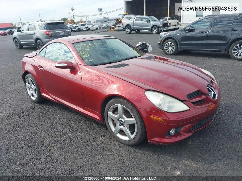 2005 Mercedes-Benz Slk 350 VIN: WDBWK56F55F043698 Lot: 12120860