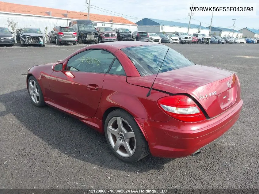 2005 Mercedes-Benz Slk 350 VIN: WDBWK56F55F043698 Lot: 12120860