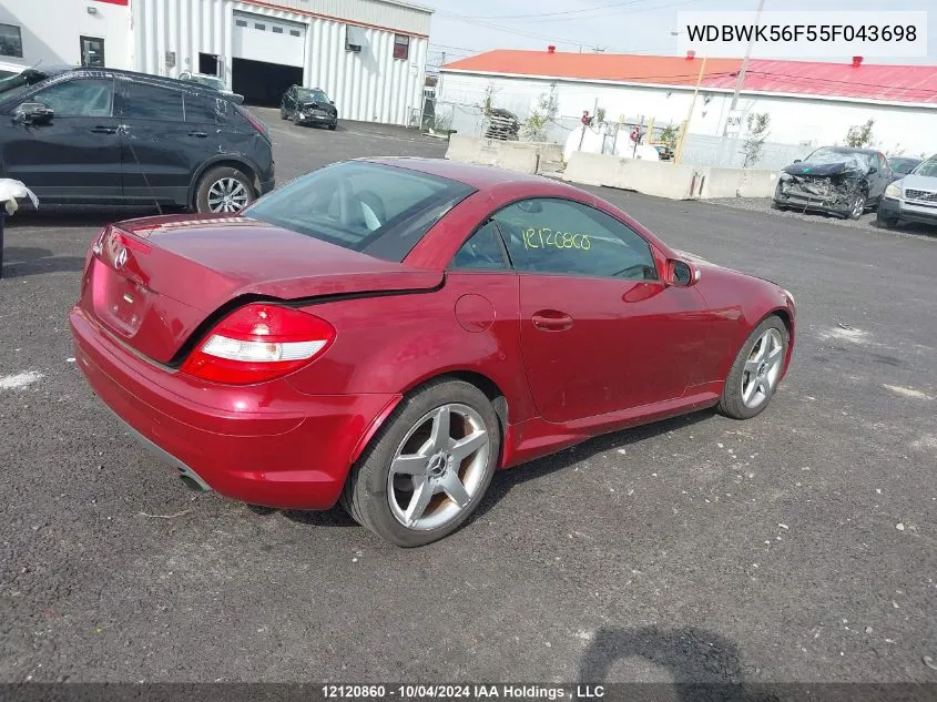 2005 Mercedes-Benz Slk 350 VIN: WDBWK56F55F043698 Lot: 12120860