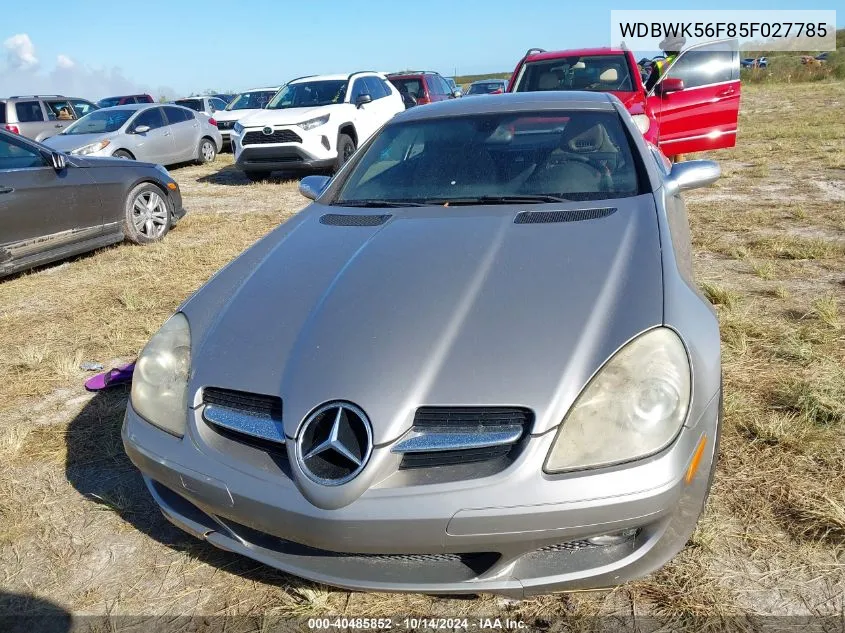 2005 Mercedes-Benz Slk 350 VIN: WDBWK56F85F027785 Lot: 40485852