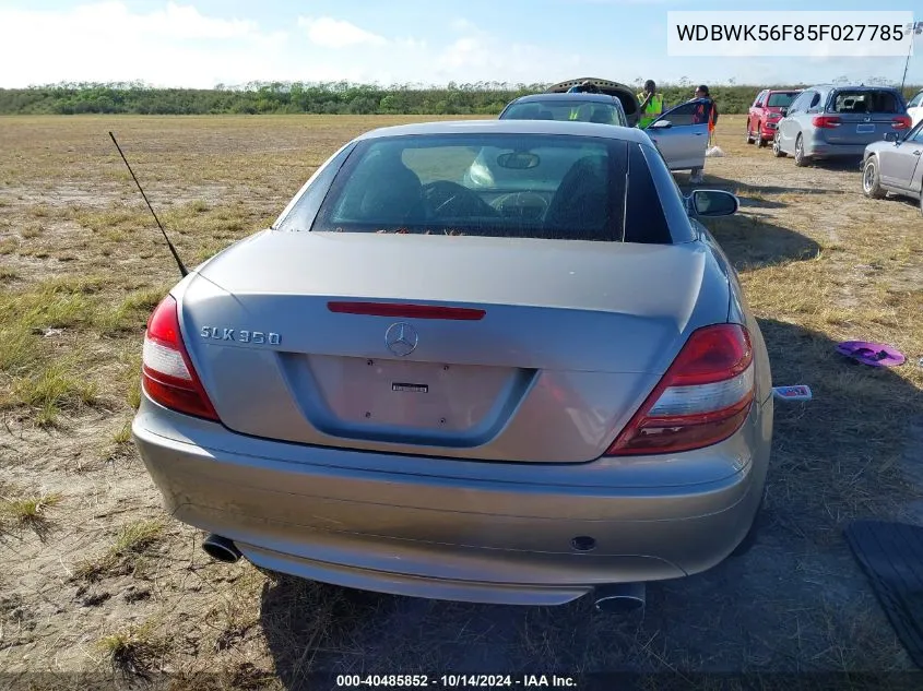 2005 Mercedes-Benz Slk 350 VIN: WDBWK56F85F027785 Lot: 40485852