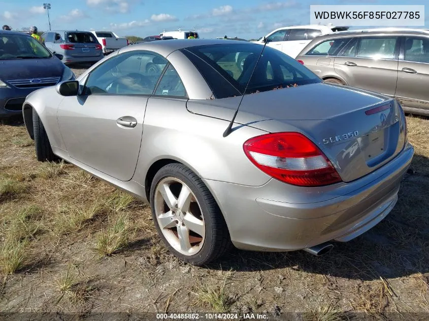 2005 Mercedes-Benz Slk 350 VIN: WDBWK56F85F027785 Lot: 40485852