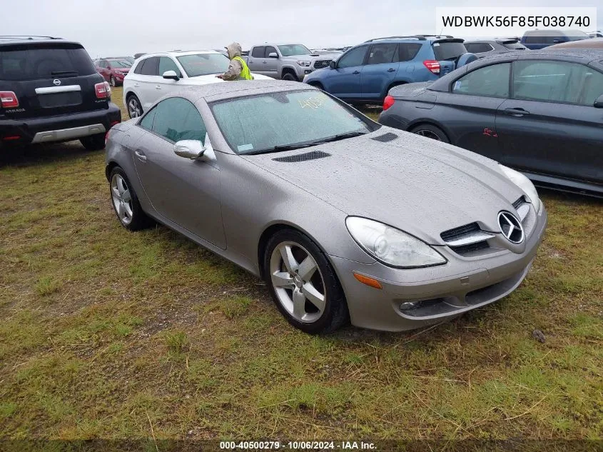 2005 Mercedes-Benz Slk 350 VIN: WDBWK56F85F038740 Lot: 40500279