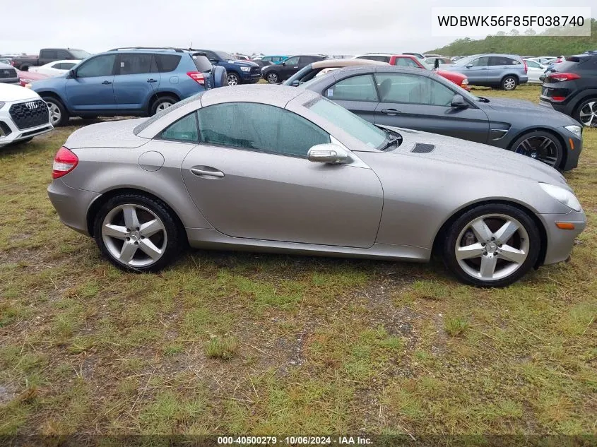 2005 Mercedes-Benz Slk 350 VIN: WDBWK56F85F038740 Lot: 40500279