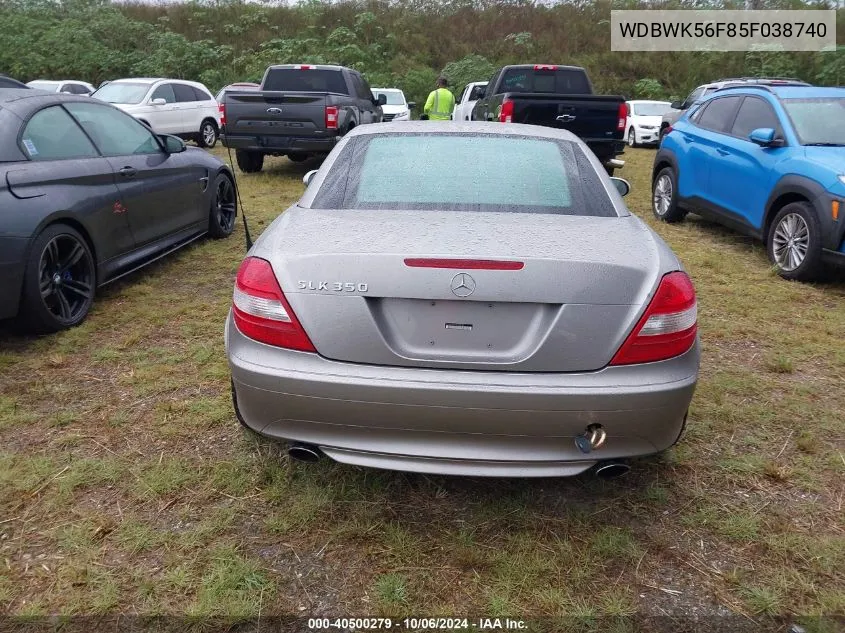 2005 Mercedes-Benz Slk 350 VIN: WDBWK56F85F038740 Lot: 40500279