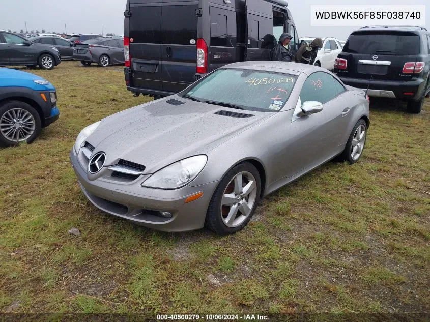 2005 Mercedes-Benz Slk 350 VIN: WDBWK56F85F038740 Lot: 40500279