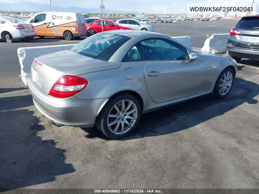 2005 Mercedes-Benz Slk 350 VIN: WDBWK56F25F042041 Lot: 40849662