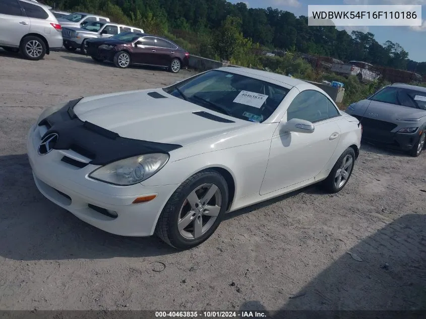 2006 Mercedes-Benz Slk 280 VIN: WDBWK54F16F110186 Lot: 40463835