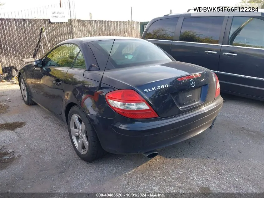 2006 Mercedes-Benz Slk 280 VIN: WDBWK54F66F122284 Lot: 40485526