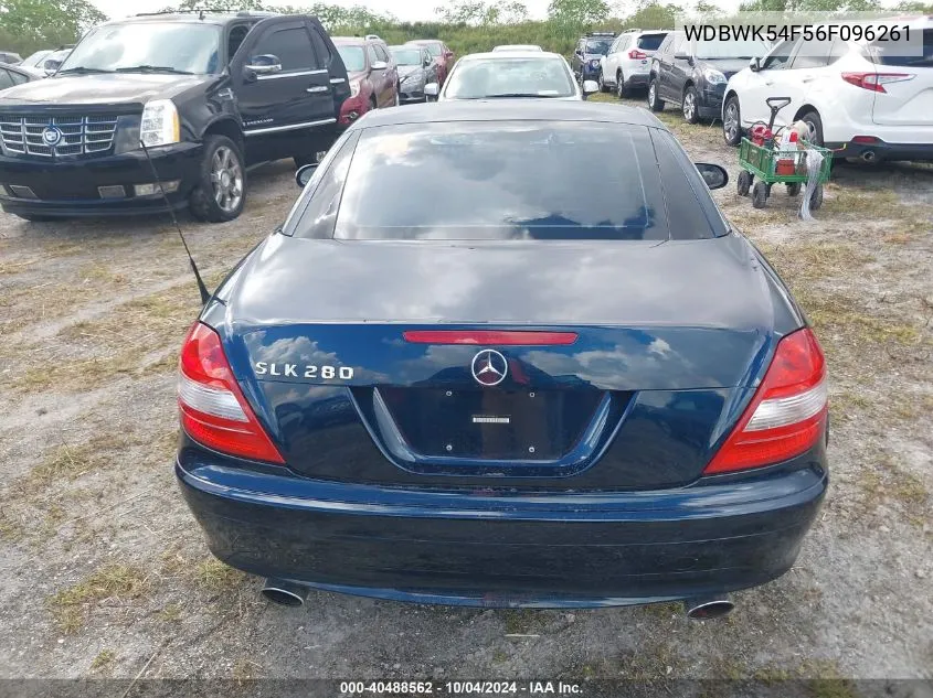 2006 Mercedes-Benz Slk 280 VIN: WDBWK54F56F096261 Lot: 40488562