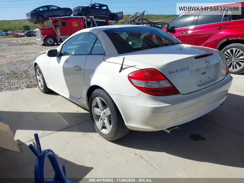 2006 Mercedes-Benz Slk 280 VIN: WDBWK54F66F132698 Lot: 40765953