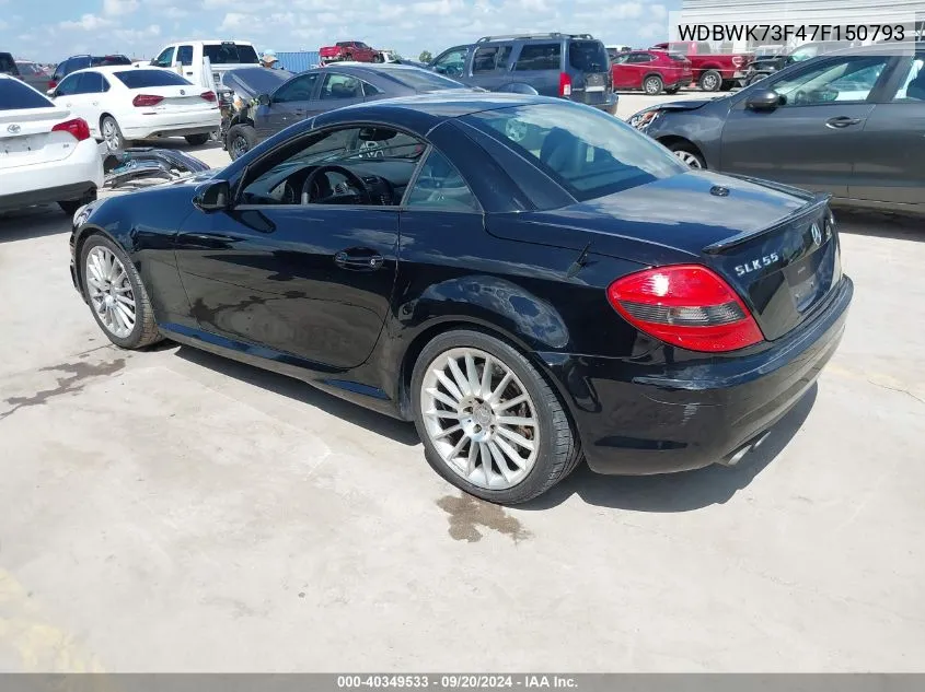 2007 Mercedes-Benz Slk 55 Amg VIN: WDBWK73F47F150793 Lot: 40349533