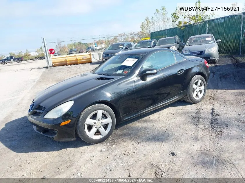 2007 Mercedes-Benz Slk 280 VIN: WDBWK54F27F156921 Lot: 40523499