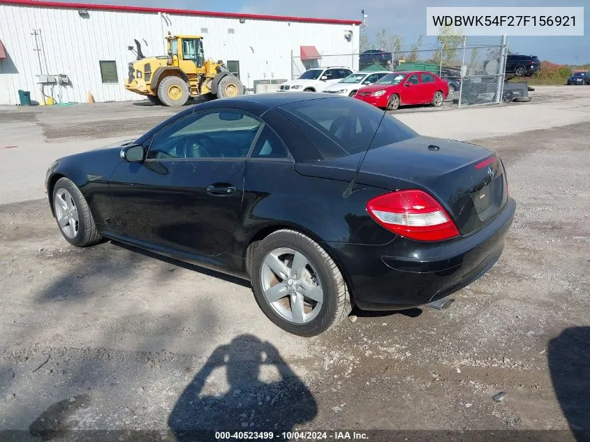 2007 Mercedes-Benz Slk 280 VIN: WDBWK54F27F156921 Lot: 40523499