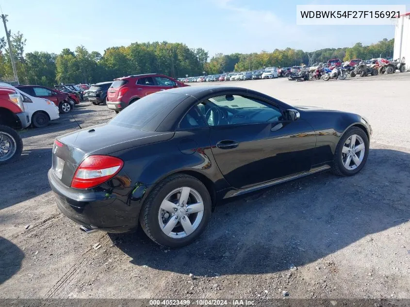 2007 Mercedes-Benz Slk 280 VIN: WDBWK54F27F156921 Lot: 40523499