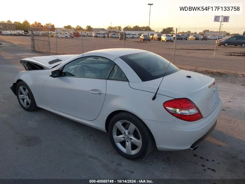 2007 Mercedes-Benz Slk 280 VIN: WDBWK54F17F133758 Lot: 40585749